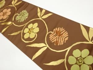 笹蔓緞子模様織出し袋帯